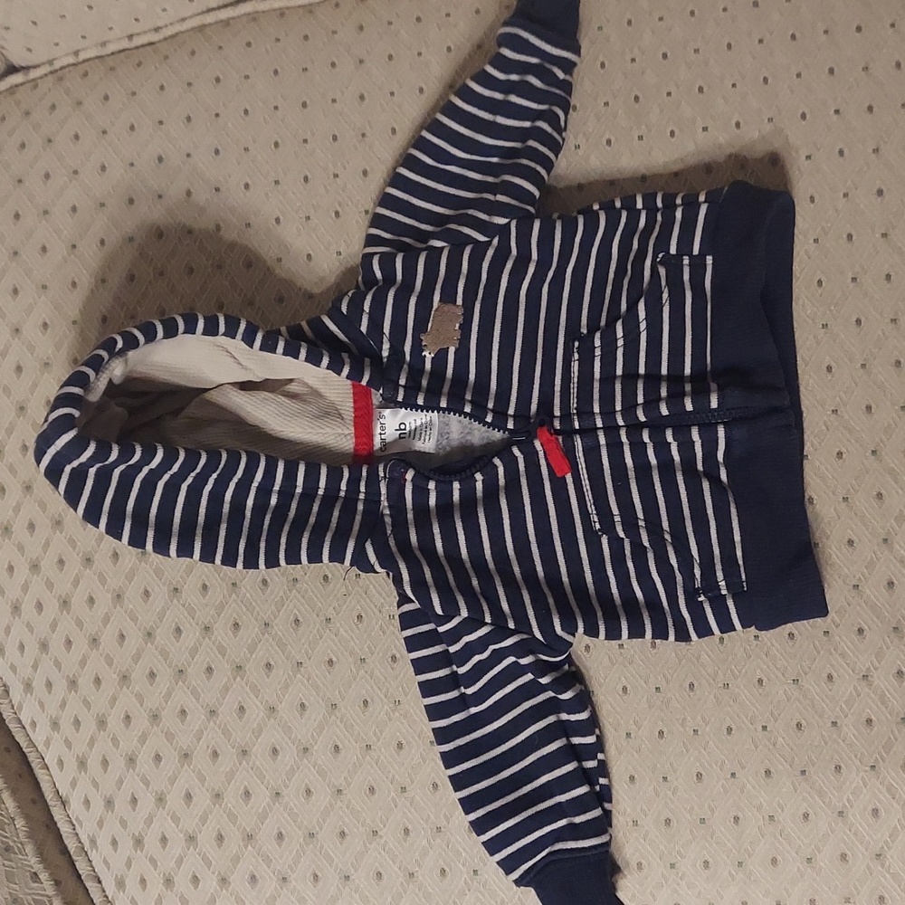 Newborn Size Striped Hoodie Sweatshirt